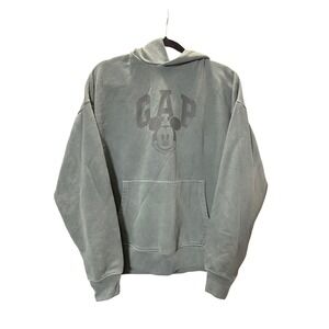 GAP x Disney Mickey Mouse Hoodie Pullover Sweatshirt Green Graphic Cotton